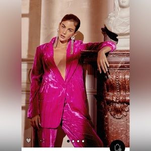 NASTY GAL Single Breasted Crushed Velvet Blazer